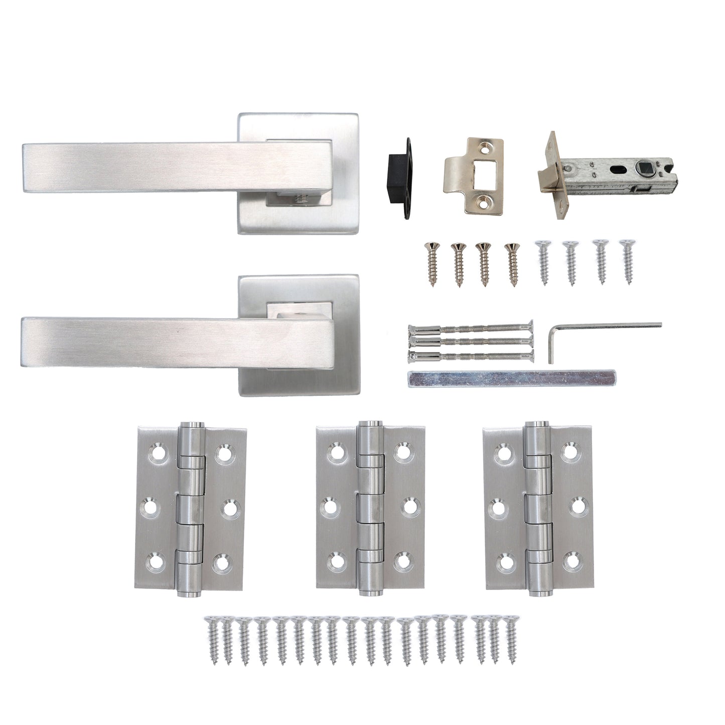 Superior Callisto Lever on Square Rose Handle Set - Satin Stainless Steel (123486)