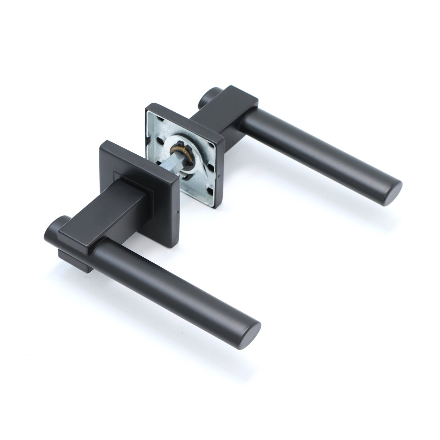 Superior Proxima Lever on Round Rose Bathroom Handle Set - Matt Black