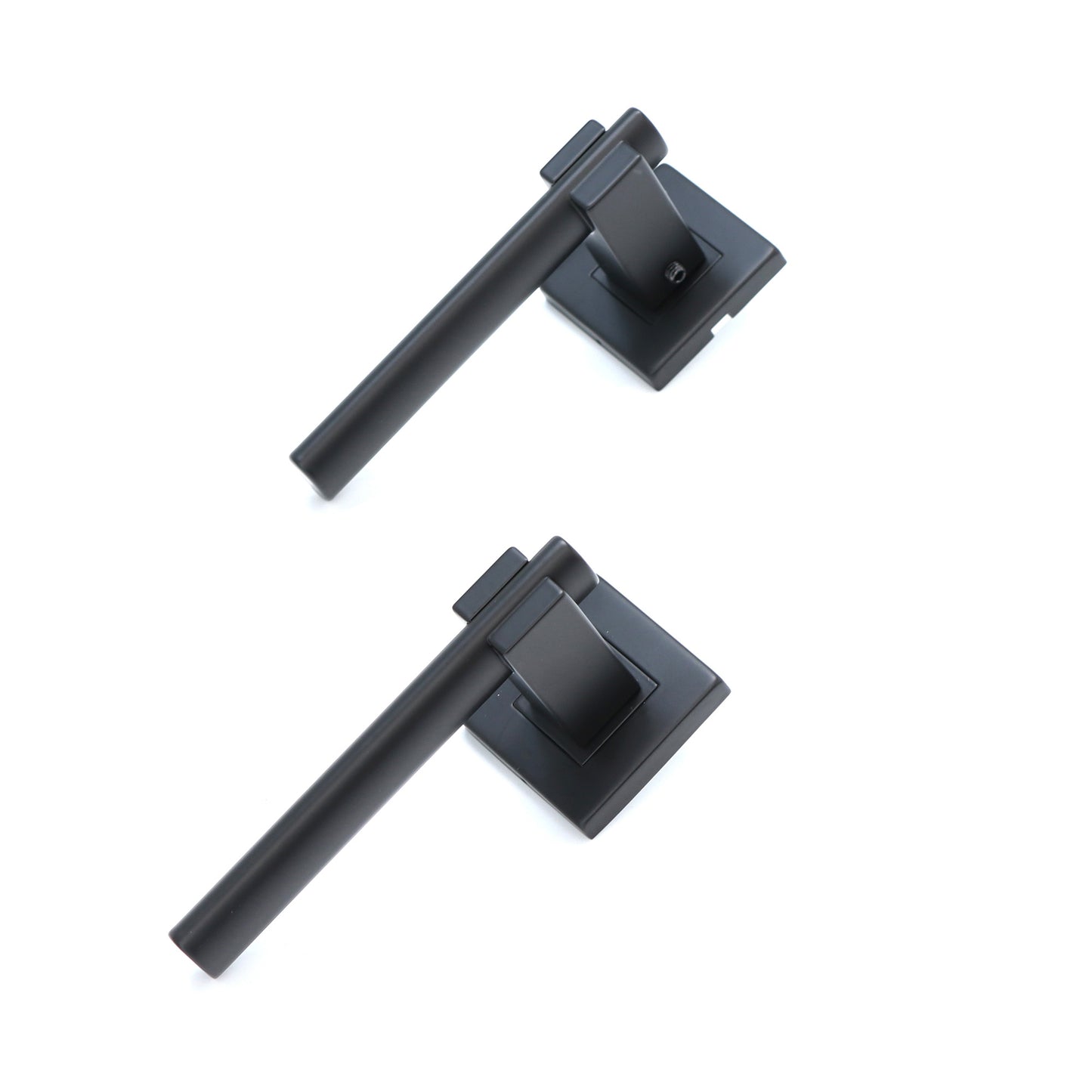 Superior Proxima Lever on Round Rose Bathroom Handle Set - Matt Black