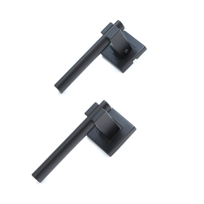 Superior Phobos Lever on Square Rose Bathroom Handle Set - Matt Black