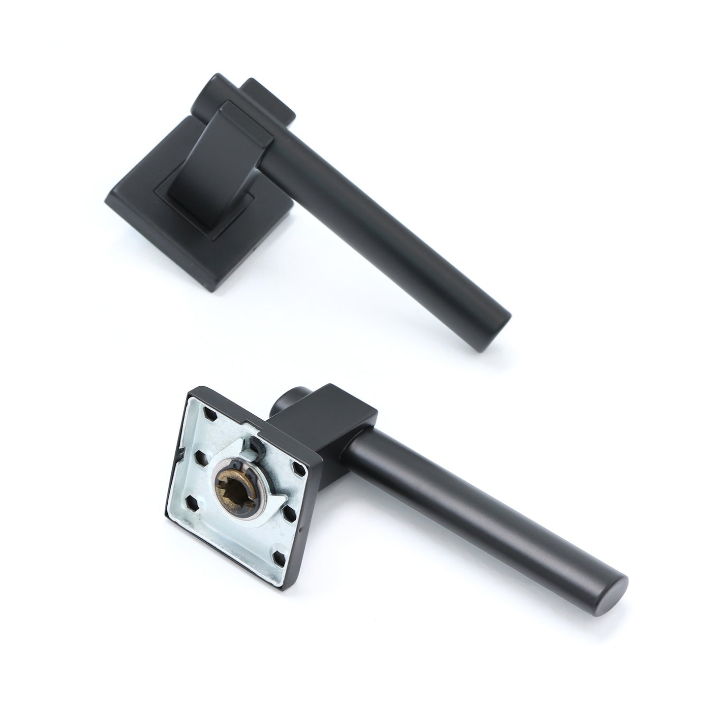 Superior Proxima Lever on Round Rose Bathroom Handle Set - Matt Black