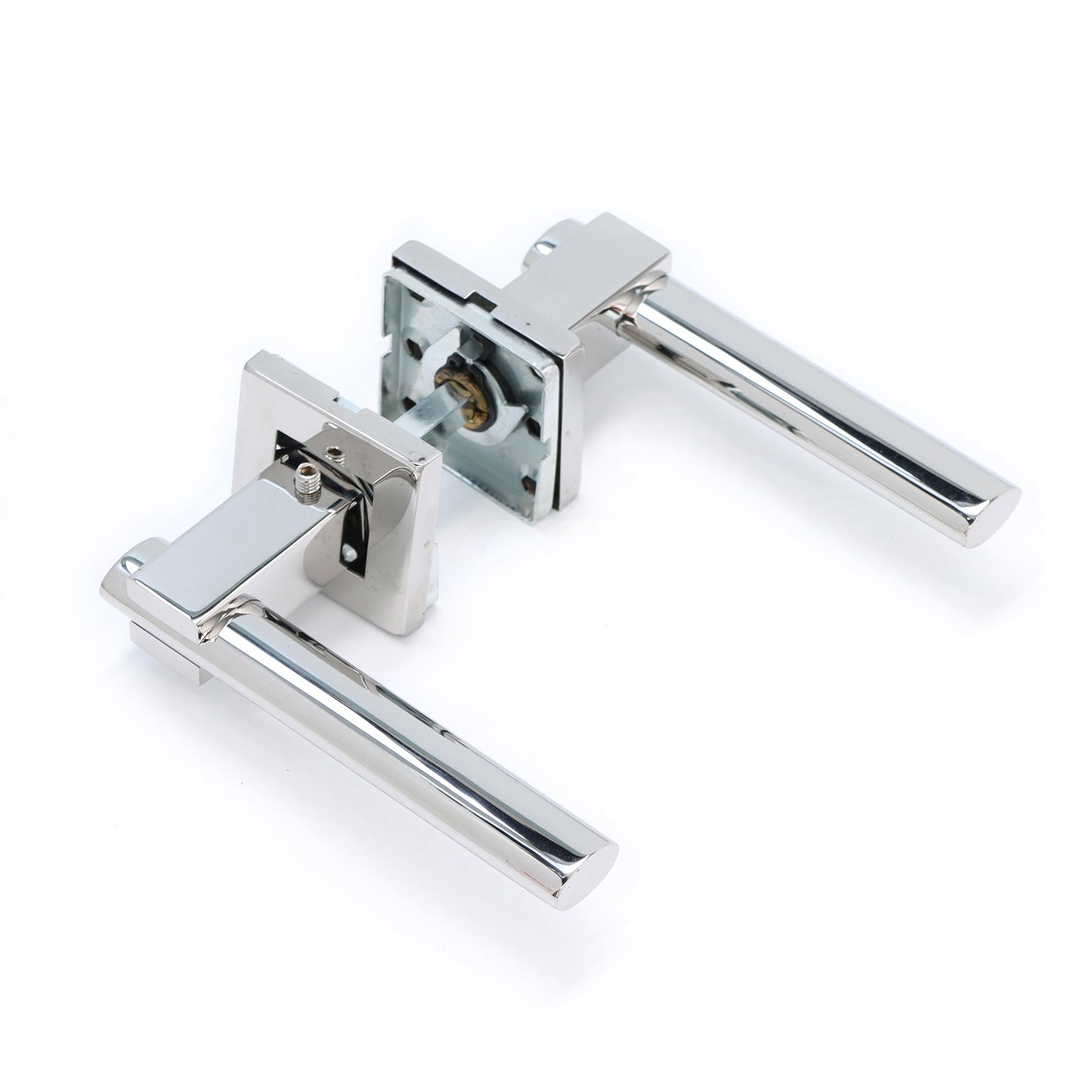 Superior Proxima Lever on Round Rose Bathroom Handle Set - Polished Stainless Steel