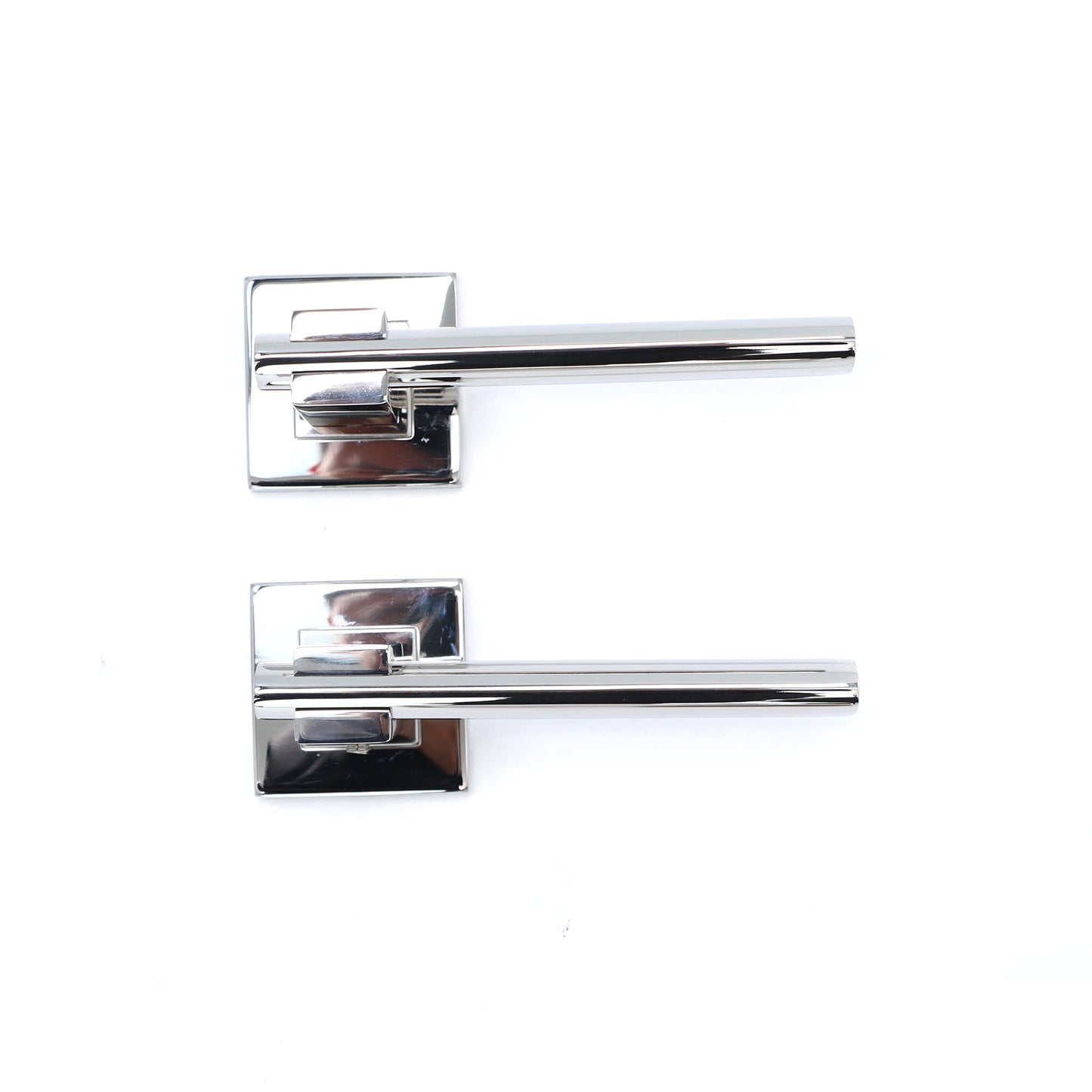 Superior Phobos Lever on Square Rose Bathroom Handle Set - Polished Stainless Steel