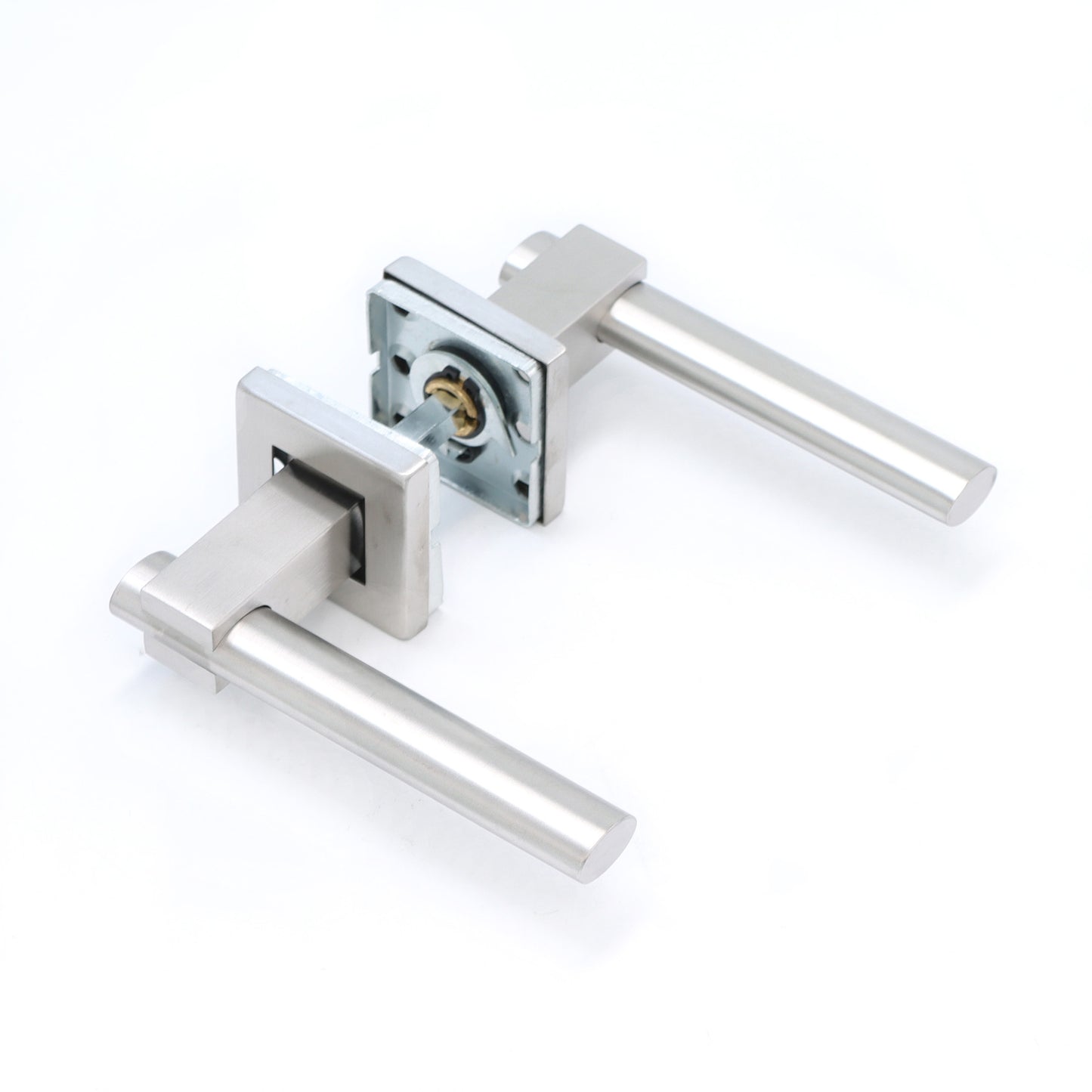 Superior Phobos Lever on Square Rose Bathroom Handle Set - Satin Stainless Steel