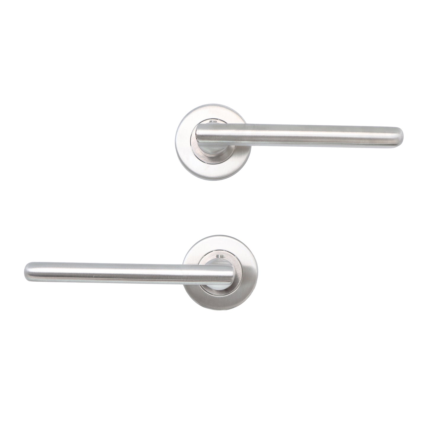 Superior Luna Lever on Round Rose Bathroom Handle Set - Satin Stainless Steel