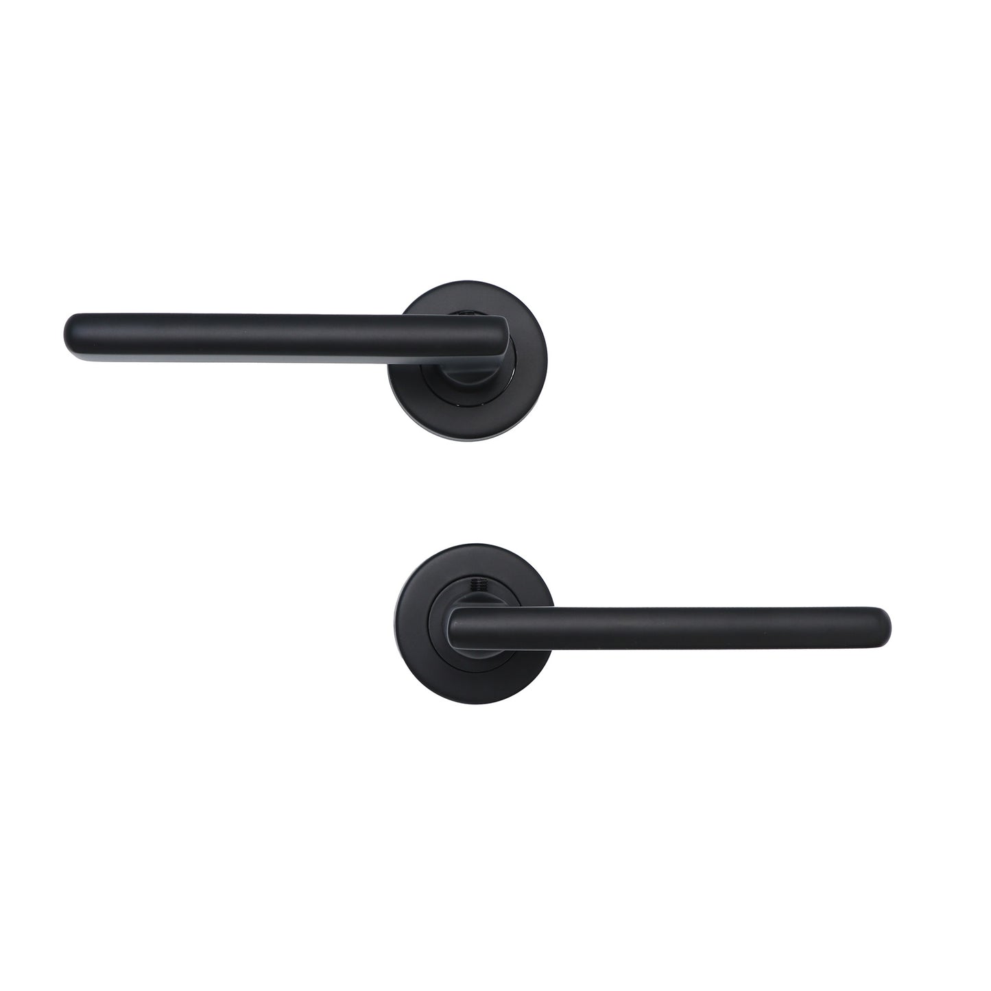 Superior Luna Lever on Round Rose Bathroom Handle Set - Matt Black