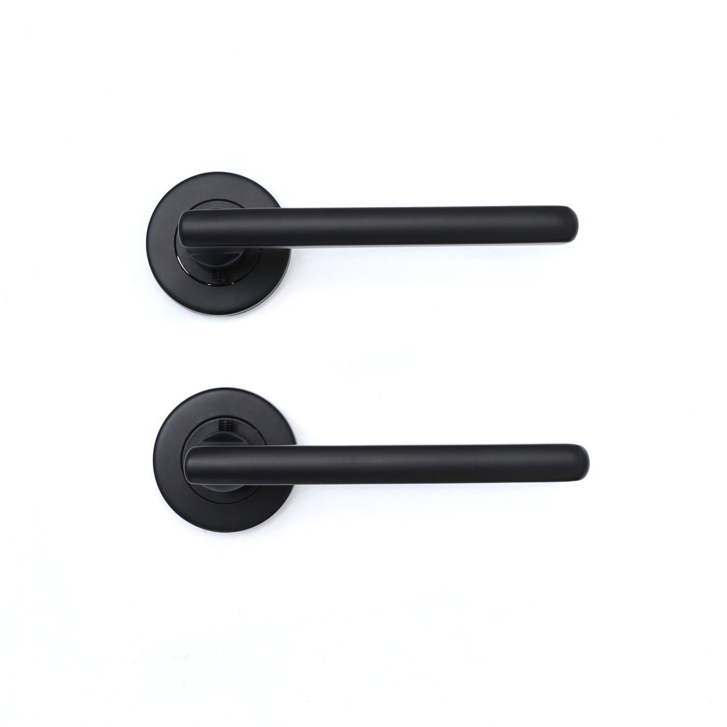 Superior Luna Lever on Round Rose Bathroom Handle Set - Matt Black