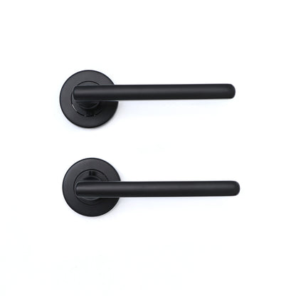 Superior Luna Lever on Round Rose Bathroom Handle Set - Matt Black