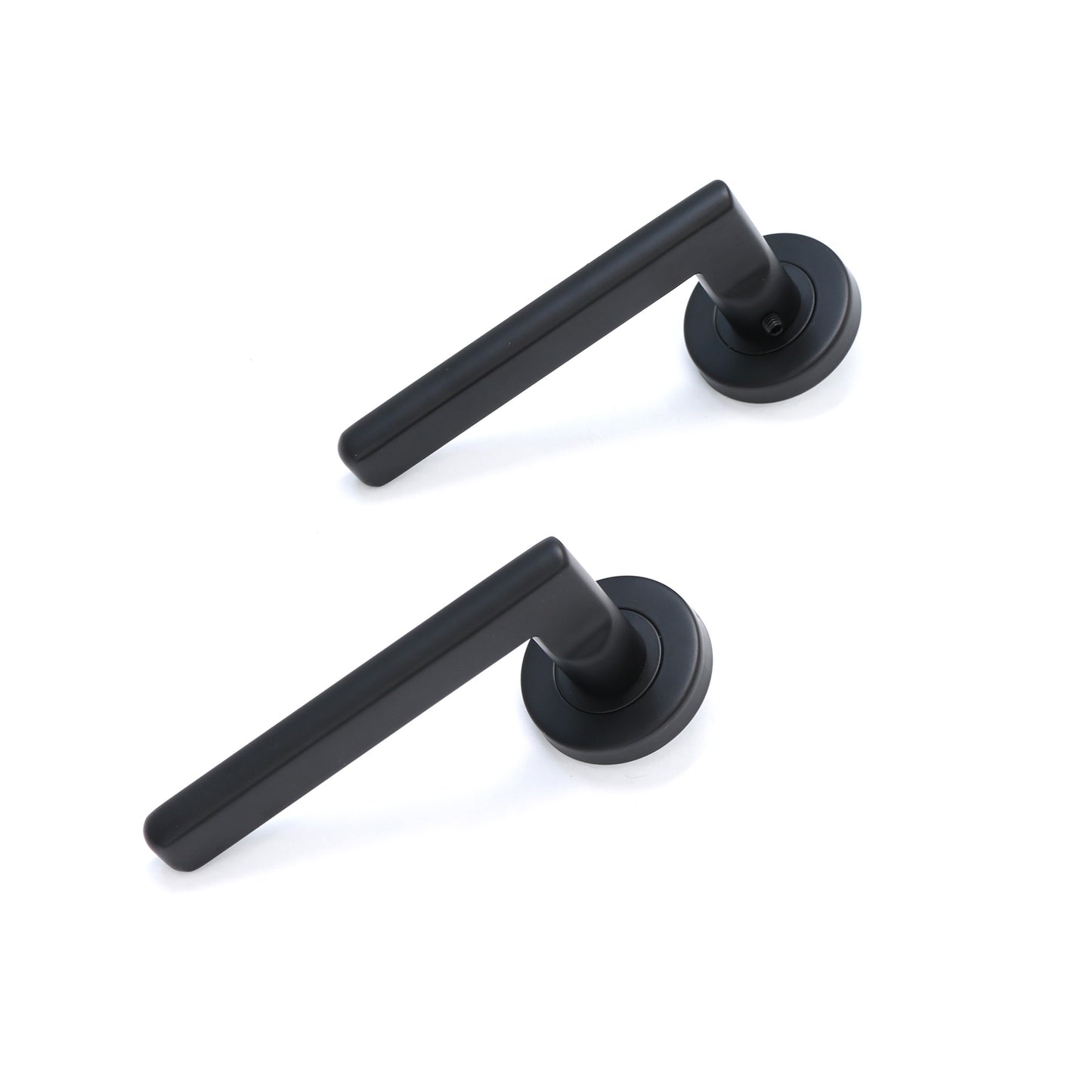 Superior Luna Lever on Round Rose Bathroom Handle Set - Matt Black