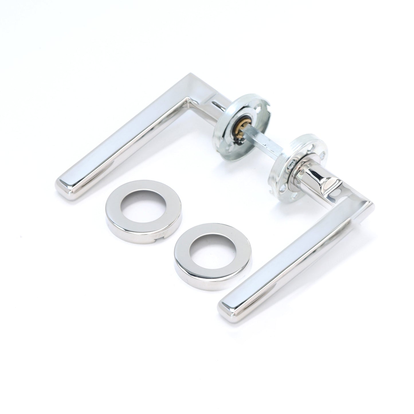 Superior Luna Lever on Round Rose Handle Set - Polished Stainless Steel (123472)