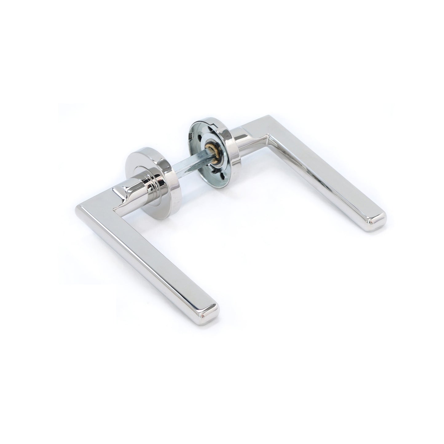 Superior Luna Lever on Round Rose Handle Set - Polished Stainless Steel (123472)