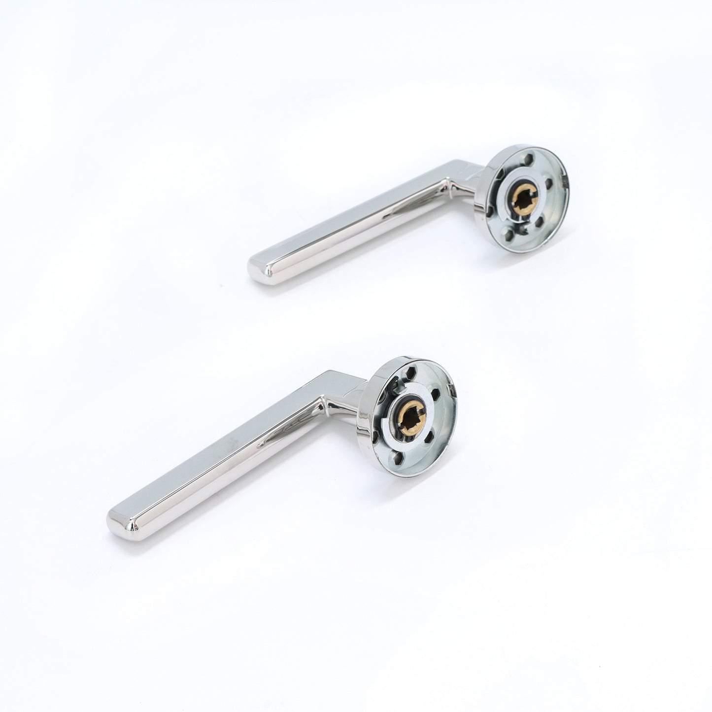 Superior Luna Lever on Round Rose Bathroom Handle Set - Polished Stainless Steel