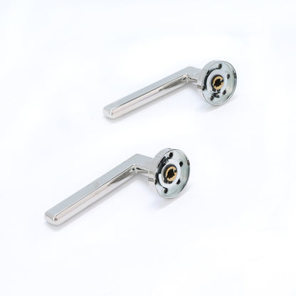 Superior Luna Lever on Round Rose Bathroom Handle Set - Polished Stainless Steel