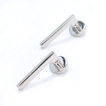 Superior Luna Lever on Round Rose Bathroom Handle Set - Polished Stainless Steel