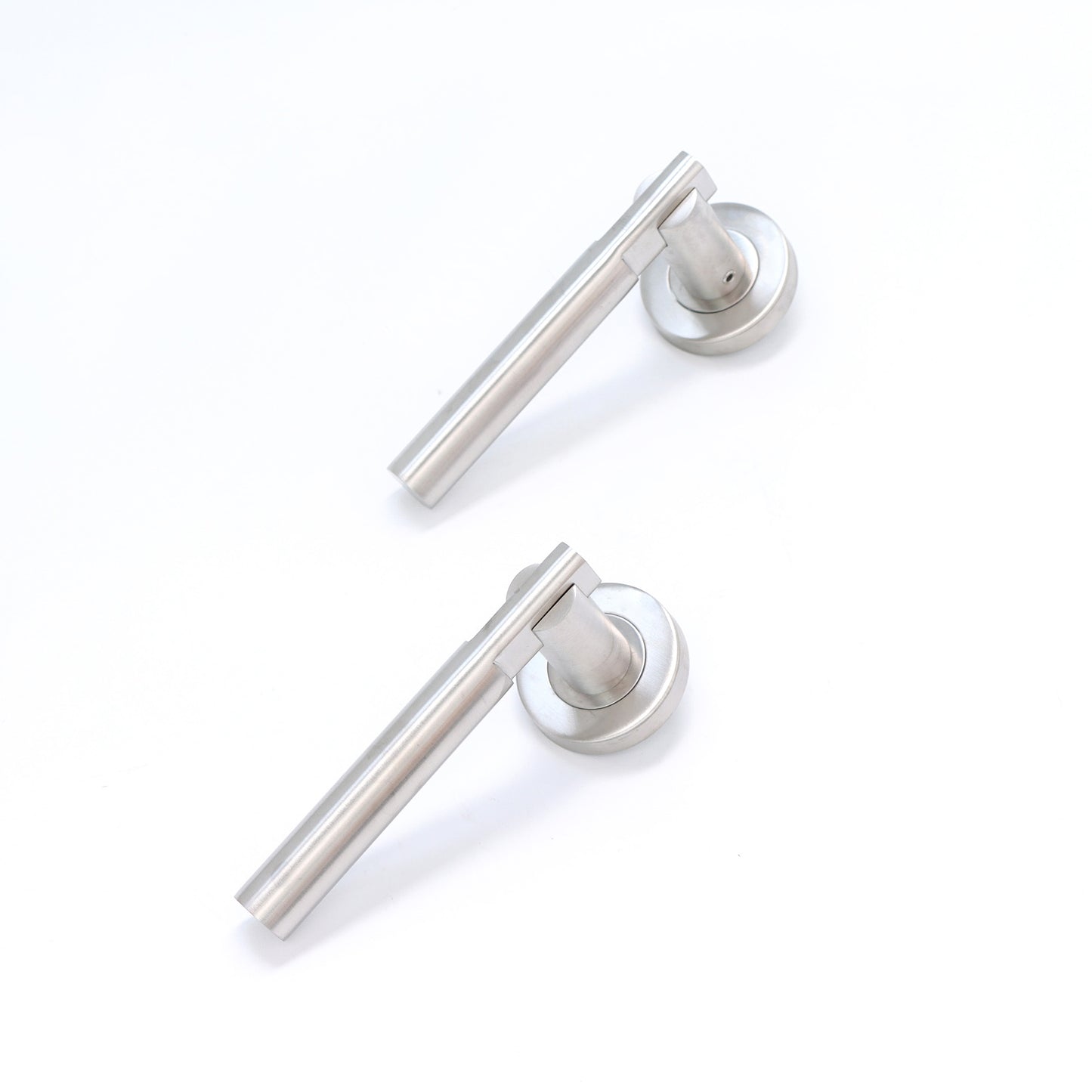Superior Titan Lever on Round Rose Bathroom Handle Set - Satin Stainless Steel