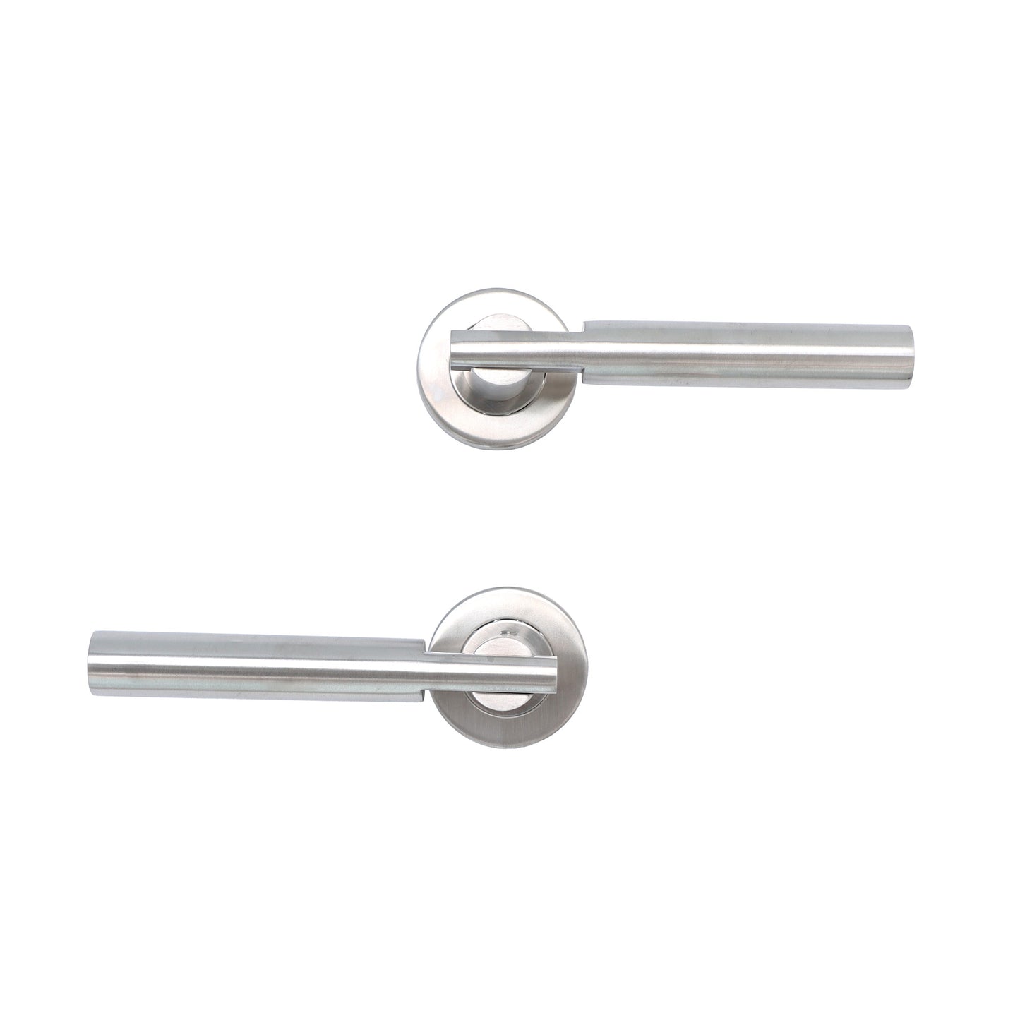 Superior Titan Lever on Round Rose Bathroom Handle Set - Satin Stainless Steel