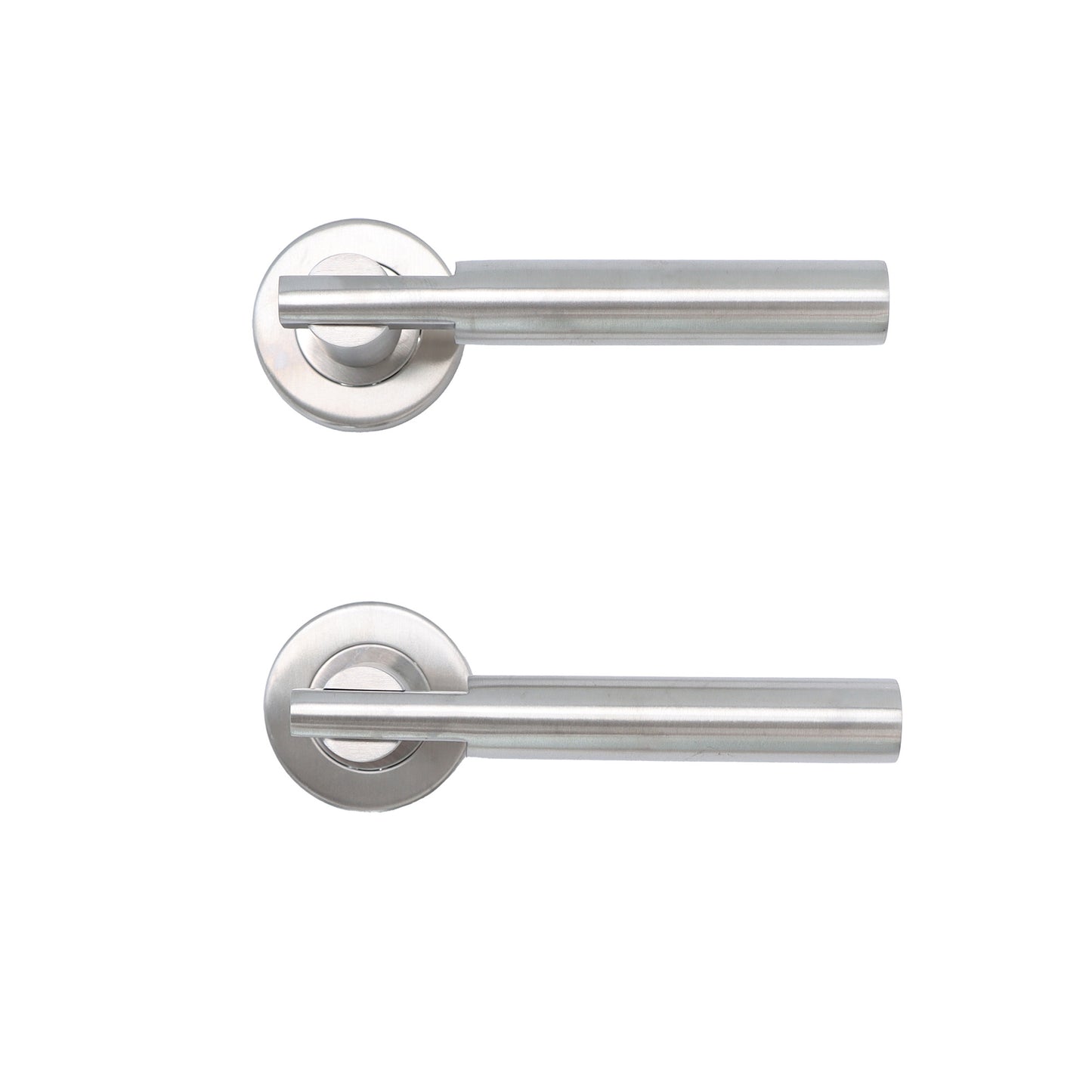 Superior Titan Lever on Round Rose Bathroom Handle Set - Satin Stainless Steel
