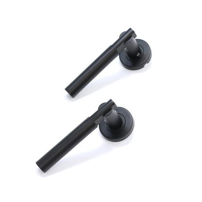 Superior Titan Lever on Round Rose Bathroom Handle Set - Matt Black