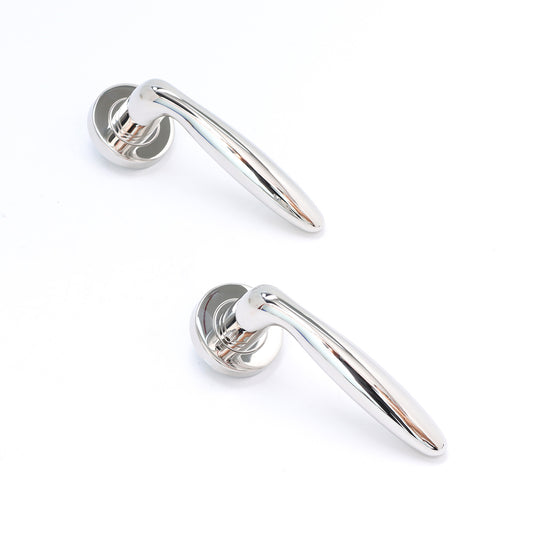 Superior Sirius Lever on Round Rose Handle Set - Polished Stainless Steel (123483)