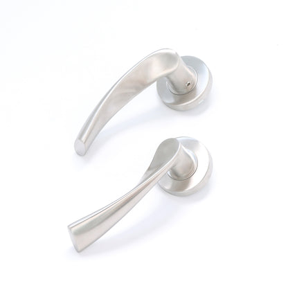 Superior Vega Lever on Round Rose Bathroom Handle Set - Satin Stainless Steel
