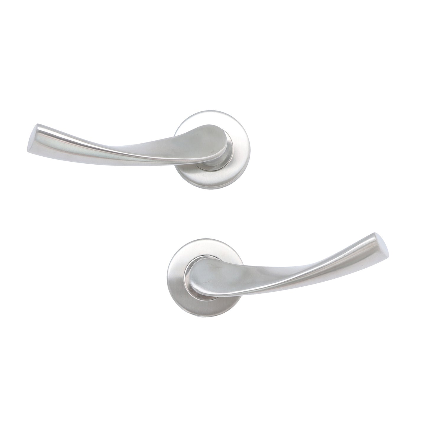 Superior Vega Lever on Round Rose Bathroom Handle Set - Satin Stainless Steel