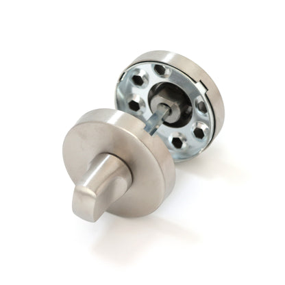 Satin Stainless Round Turn and Release Bathroom Lock - Satin Stainless Steel
