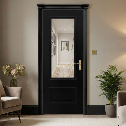 Jet Black Internal Fully Finished Clear Glass Mayfair 2 Panel Door