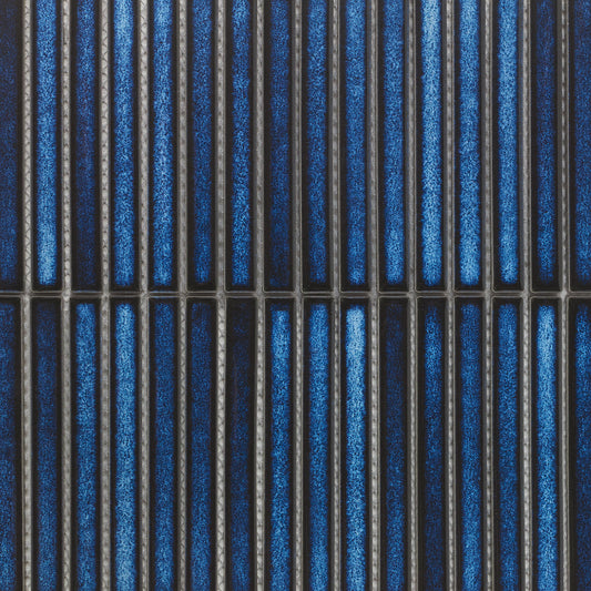 Blue Gloss - Linear Smooth Mosaic Porcelain Wall Tile Sample