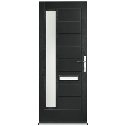 Minera Black Pre-Hung Obscure Satin Glass Composite Front Door Set