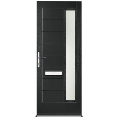 Minera Black Pre-Hung Obscure Satin Glass Composite Front Door Set