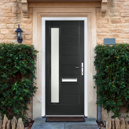 Minera Black Pre-Hung Obscure Satin Glass Composite Front Door Set