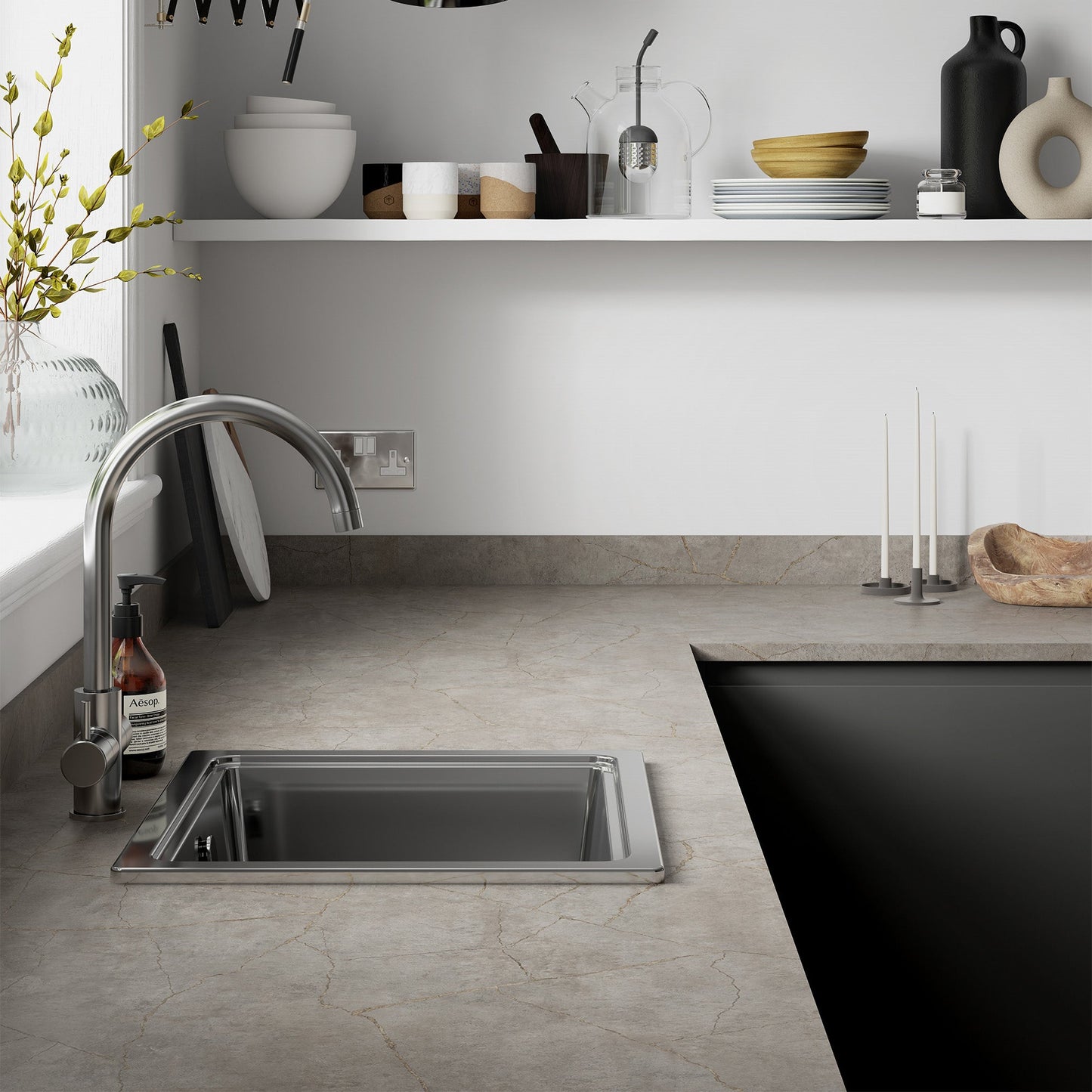 Minos Stone - Square Edge Laminate Worktop 3000mm x 600mm x 38mm