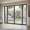 Matt Grey Aluminium External Clear Glass French Patio Door with Sidelights