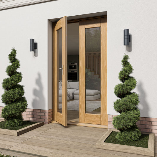 Oak External Fully Finished French Patio Door Set (123819)