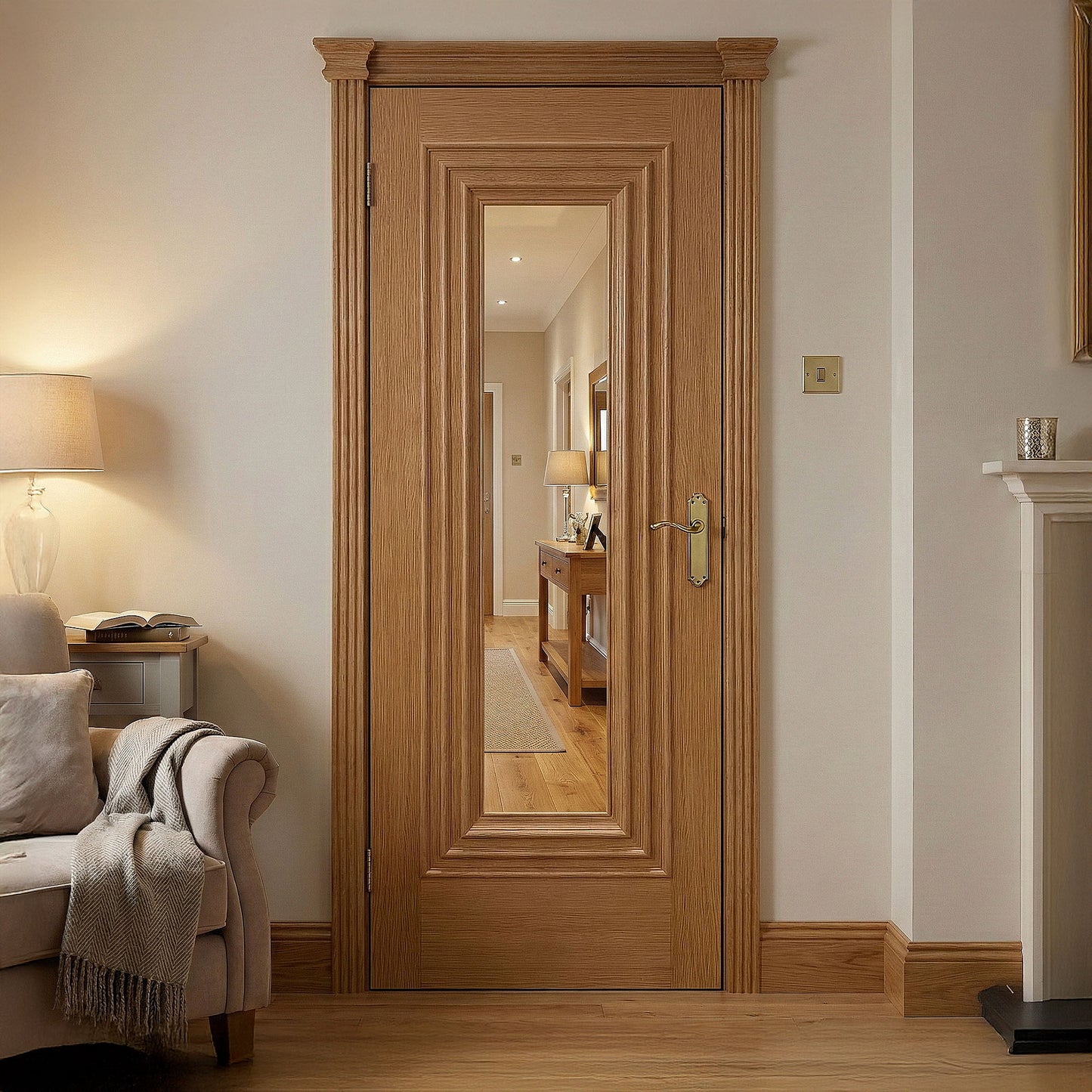 Oak Internal Fully Finished Clear Glass Trinity Door