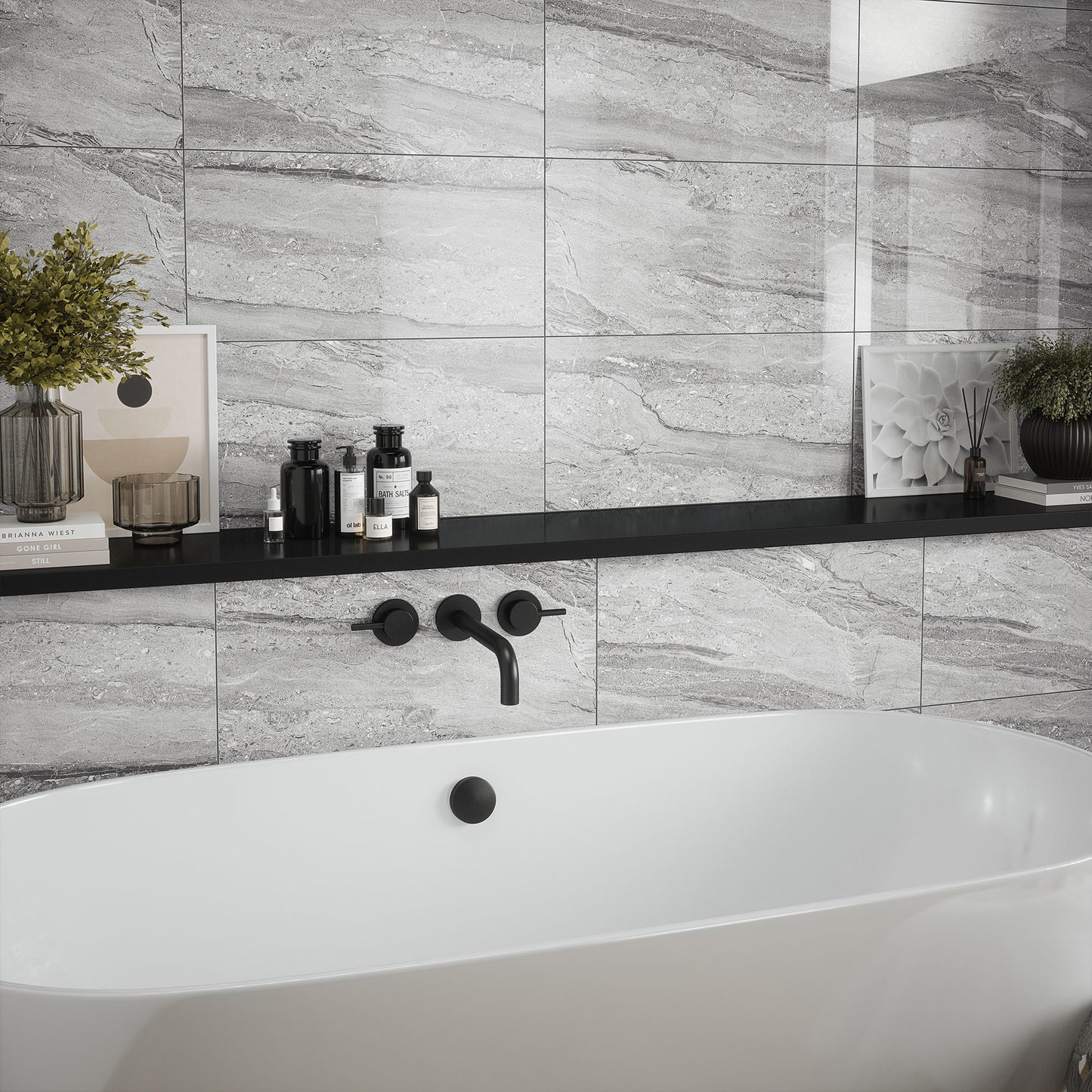 Grey Gloss - Arden Smooth Ceramic Wall Tile Sample