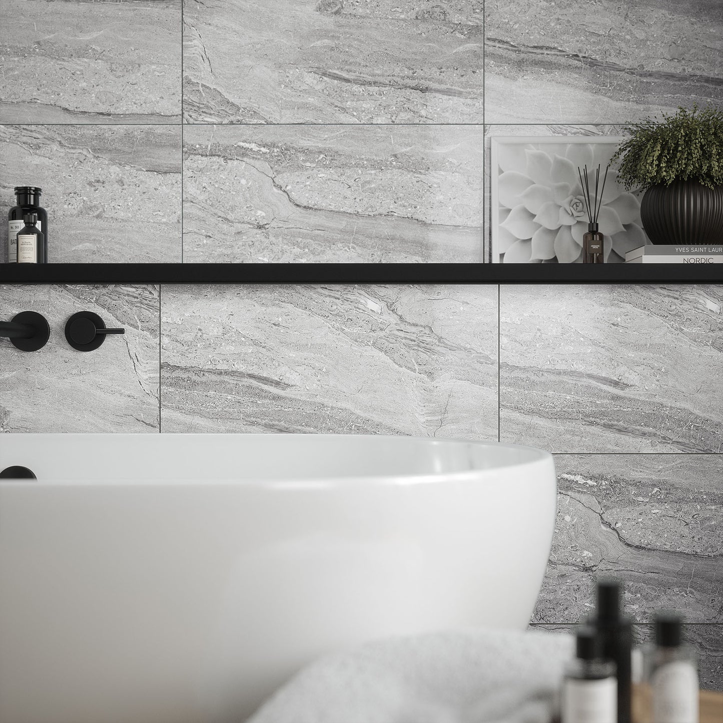 Grey Gloss - Arden Smooth Ceramic Wall Tile Sample
