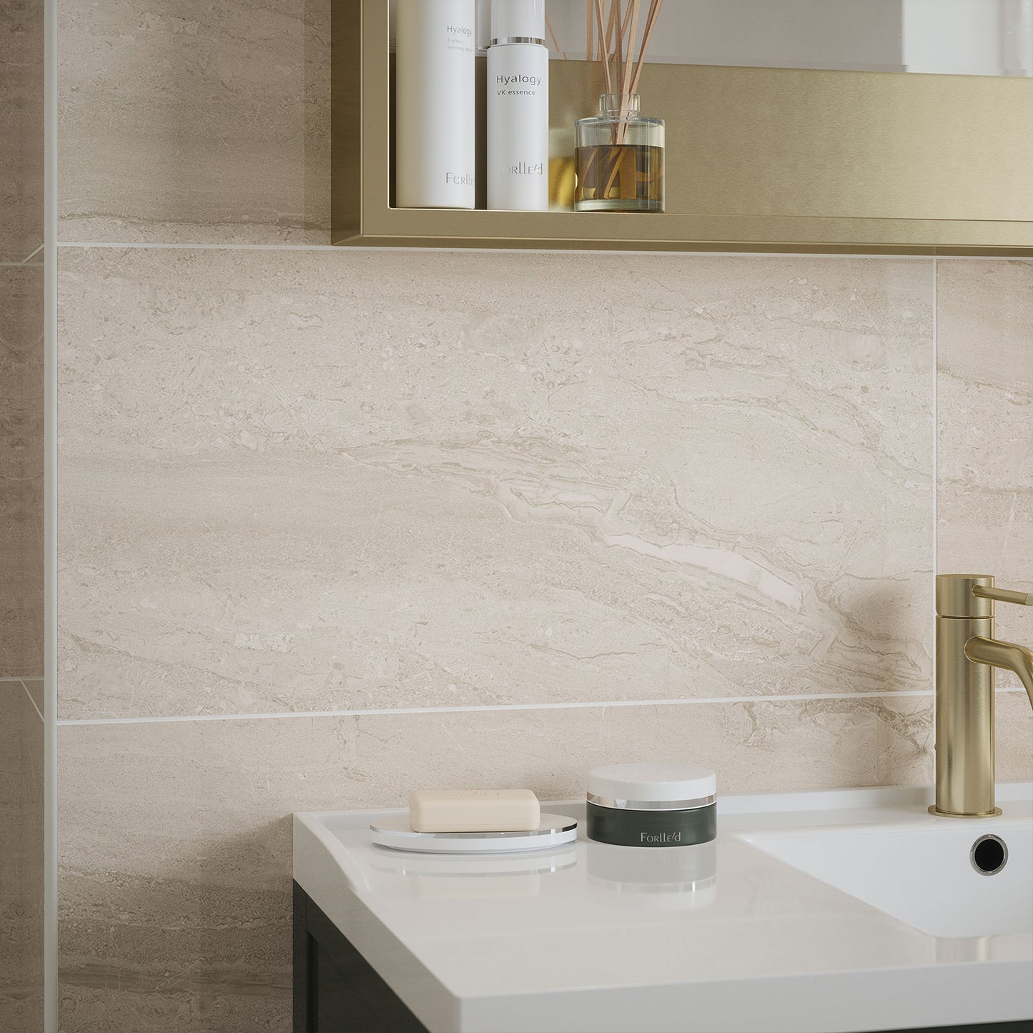 Beige Gloss - Arden Smooth Ceramic Wall Tile Sample