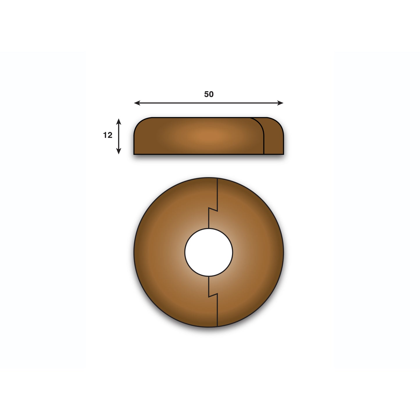 Golden Oak Radiator Pipe Rose Cover (PIPECOVER-Golden)