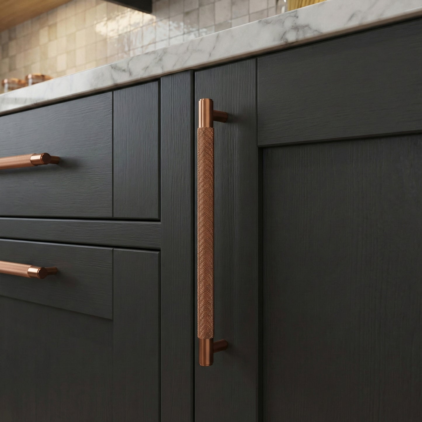 Knurled Large Round T-Bar Pull Handle - Rose Gold (123419)