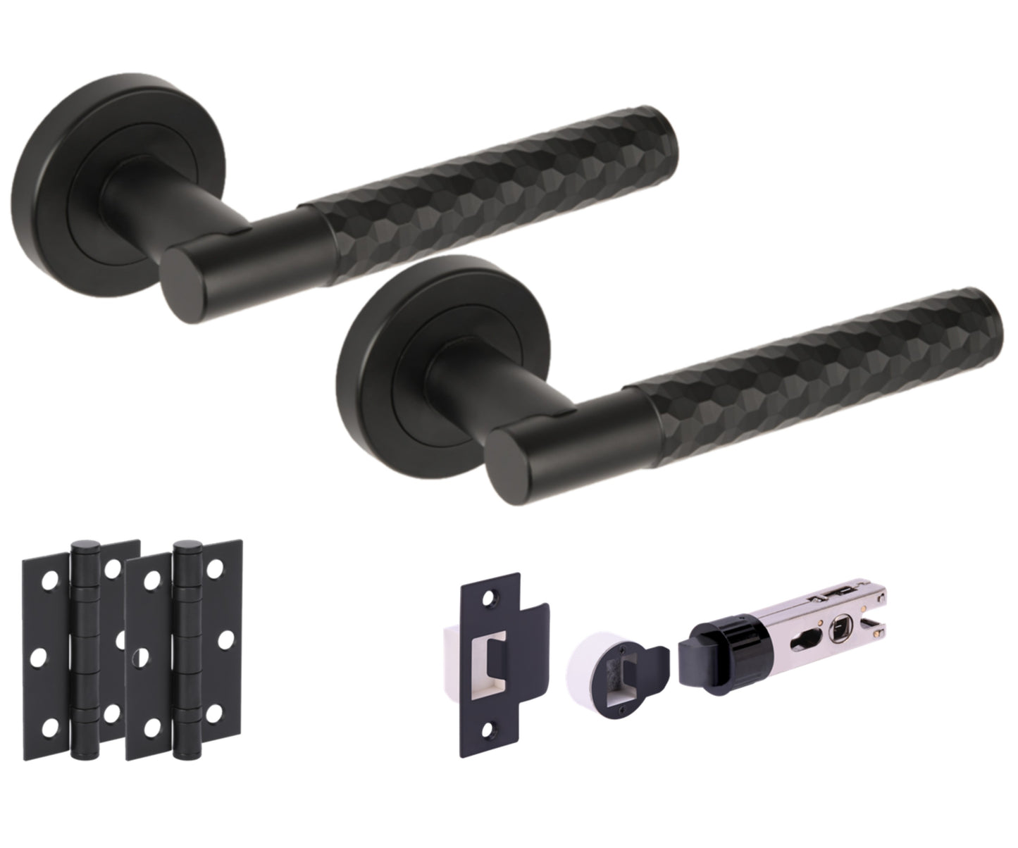 Roca Round Rose Lever Door Handle Set - Black Matt