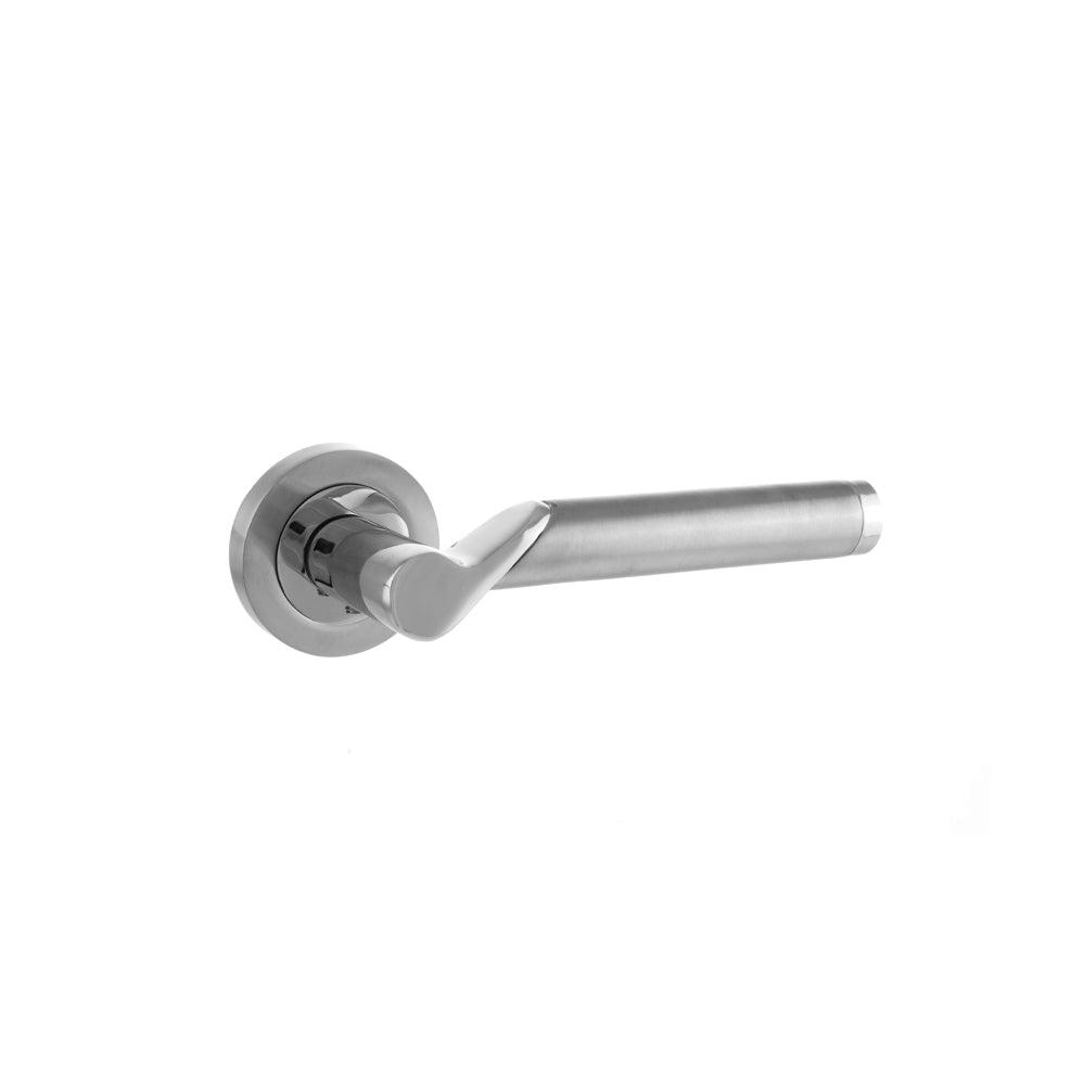 Status Hawaii Round Lever Door Handle Set - Satin and Polished Chrome (118626)