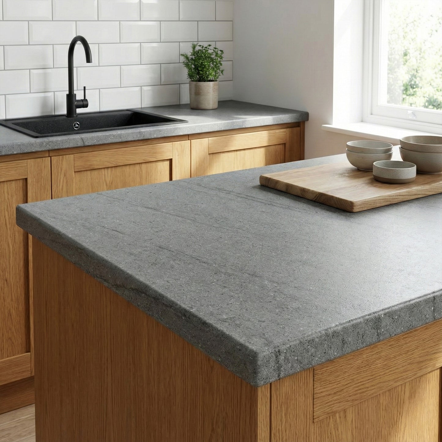 Silver Granite - Rounded Edge Laminate Worktop 3000mm x 600mm x 38mm