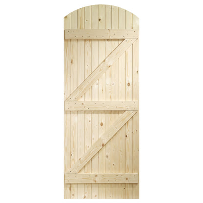 External Solid Knotty Pine Unfinished Ledged & Braced Arched Gate