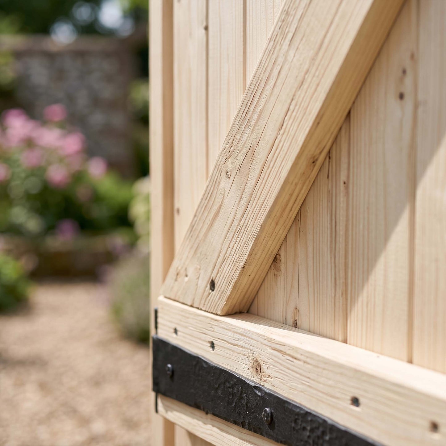 External Solid Knotty Pine Unfinished Ledged & Braced Arched Gate