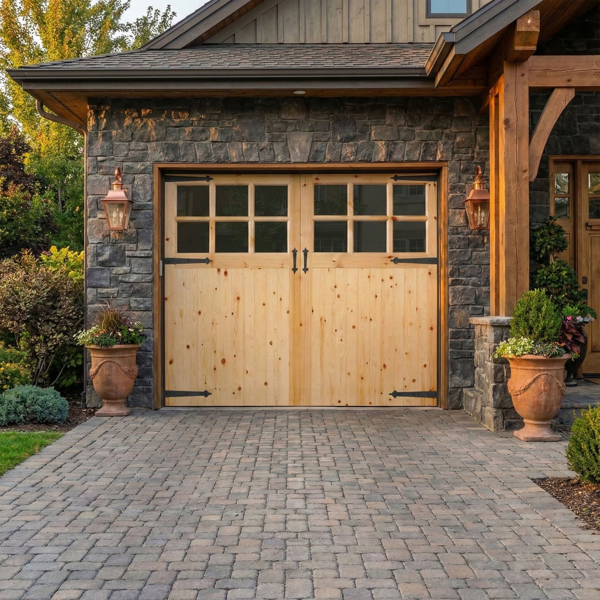 External Solid Redwood Unfinished Obscure Glass Garage Door