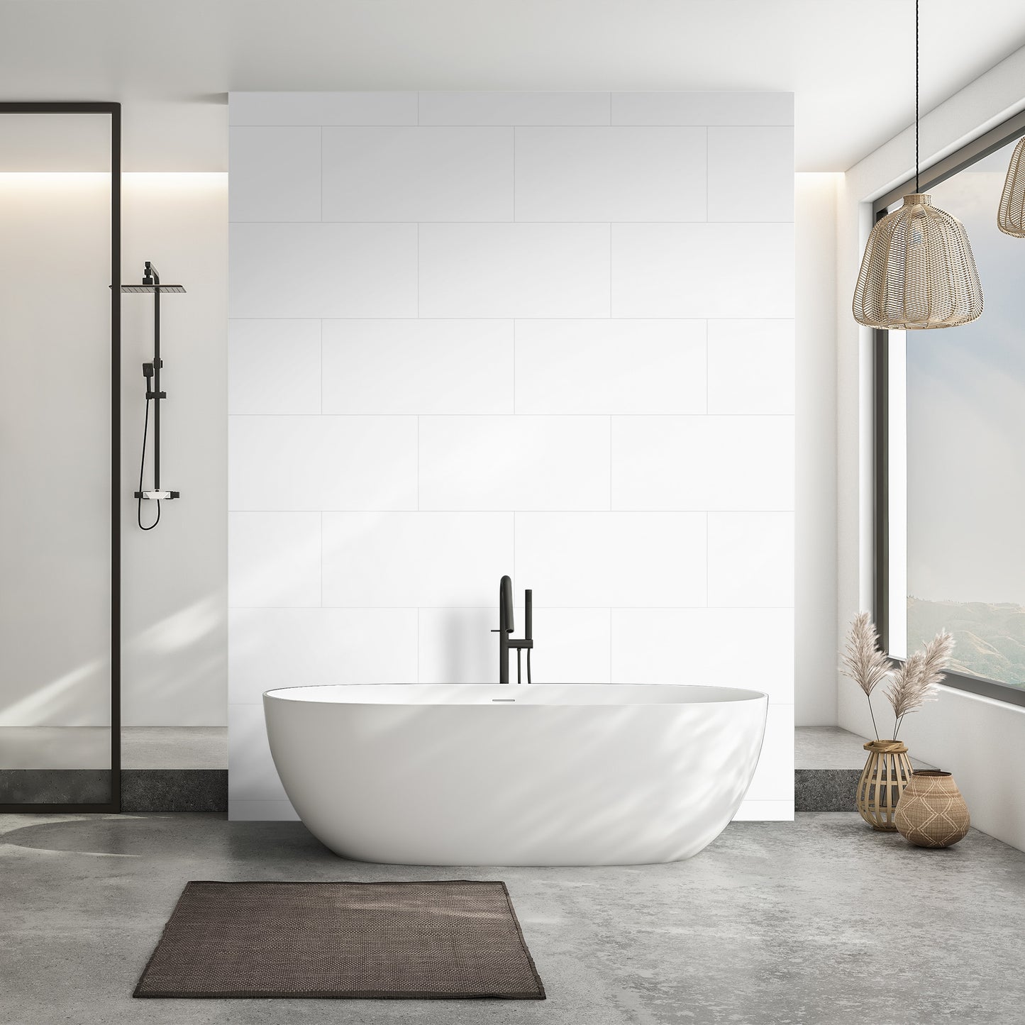 White Concrete - Luxe Vision SPC 4mm UV Resistant Coating Wall Panelling Sample - LT-2689 (SKU-345287)