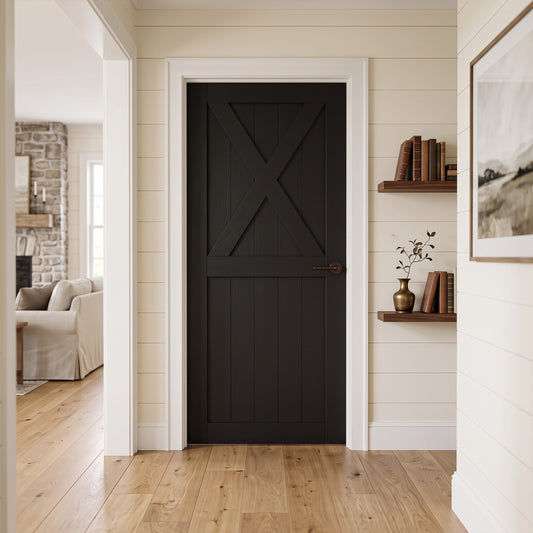 Black Internal Primed 1 Panel X Brace Barn Door