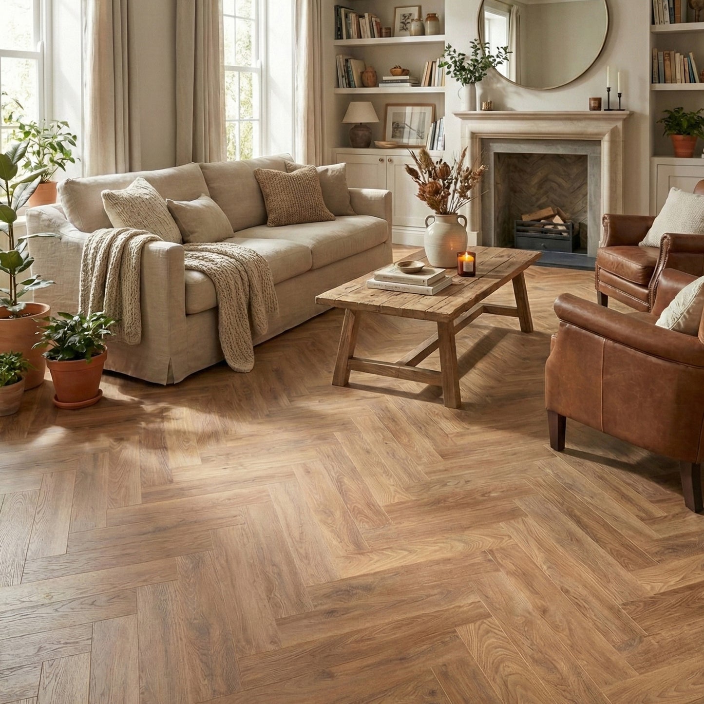 Firebrand Oak - Herringbone 8mm Sample (K450 - 2)