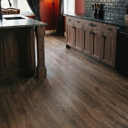 Espresso Carpenter Oak - Atlantic 10mm Handscraped Moisture Resistant Laminate Flooring